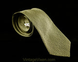 1950s Men's Skinny Tie - Mid Century Office Wear Necktie - Beige & Black Brocade with Sword Crest - Handsome Rockabilly 50's Business Man