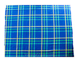 Blue Plaid Tablecloth - Heavy High Quality Blue Chartreuse Green Large Rectangle - Retro 1980s Summer Table Cloth - Large Lattice Stripe
