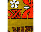 Men's XS Aloha Shirt - Teen Size 1960s Barkcloth Hawaiian Shirt by Malihini - Burnt Orange Brown Daisy Print 60s Tiki Lounge - Chest 37.5