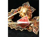 Italian Gold & Silver Filigree Lilies Pin - Pretty Italian 1950s Brooch - Firenze - Flowers - Made in Italy - 40s 50s Deadstock - 40128