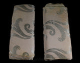 9 Yards 40s Satin Brocade Fabric - Elegant 1940s Rayon Neutral Upholstery Weight Yardage - Putty Pink & Light Gray Deco Flourish Scrollwork