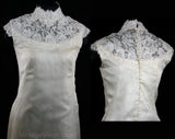 Size 4 Wedding Dress - Elegant 1960s Champagne Organza Bridal Gown with Lace & Pearls - Sleeveless Wedding Gown - NWT - Bust 32.5 - 31793-1