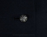 Size 8 50s Suit Jacket - 1950s Navy Silk Blazer with Beautiful Metal Buttons - Dark Blue Tailored Jacket - Classic Beauty - Bust 35 - 48800