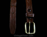 Large 1980s Banana Republic Belt - 80s Boho Native Tribal Style Tooled Leather Beadwork & Metal Buckle - Size 12 to 14 - Waist 30 to 34