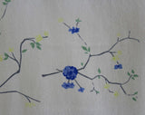 Size 6 Silk Shirt - Short Sleeved Top - Red Bird & Cherry Blossom Branches - Ivory Crepe Blouse - Serge Nancel Paris - Bust 34 - 46574