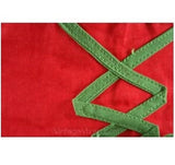 1950s Red Holiday Apron with Jingle Bell Music Notes - Christmas Colors - Half Apron - Lace Up Look Waist - Novelty - Red & Green - 30244-1