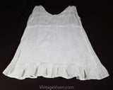 Antique Baby Chemise - Fine Cotton White Toddler's Slip with Greek Key Lace - Size 2T 18-24 Months - Girls Summer 1910s 1920s Under Dress