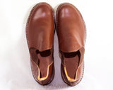Size 7.5 Men's Shoes - 1950s Mens Chestnut Brown Leather Slip On Dress Shoe - Almost Mod 50s 60s Size 7 1/2 Gentlemen's Shoe - NOS Deadstock