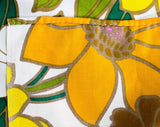60s Summer Floral Fabric - Mod 1960s Orange Green Yellow Polished Cotton Yardage - 1 Yard x 54" Wide - Beautiful Quality Daisy Print Chintz