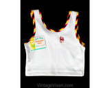 Vintage 70s Children's Summer Set - Size 12 Months Toddler Tank Top & Striped Shorts with Cat Logo - 1970s NWT Deadstock - Kids Clothes