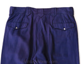 Men's Medium Rockabilly Pants - 1940s Indigo Blue Purple Gabardine Western Trouser - 40s Country Band Musician Stage Wear - Waist 33 x 28.75