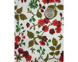 50s Floral Print Fabric - 47 x 44.5 Inches Wide - Pink Red Green White 1950's Cotton Blend Flowers Broadcloth Yardage - 1.3 Yards 1 1/3