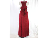 Size 10 Tweed Dress - 1970s Maroon Flecked Jumper - Sleeveless Bodice - V Neck - Racer Back - Cute Fall Style Long Maxi - 70s Deadstock