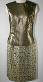 Size 6 Metallic Evening Suit - Stunning 1960s Gold Brocade Suit Ensemble - Small 60s Formal - Dynasty Hong Kong - Waist 26 - 38887-1