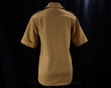 Size 8 1960s Safari Shirt - Mustard Yellow Polyester Top - Stewardess Look Blouse - 60s Uniform Shirt - Short Sleeved - Bust 37.5 - 42315