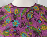 Size 16 Paisley 1960s Top - Violet Purple Sleeveless Shell - Small 60s Secretary Style Tailored Blouse - NOS Deadstock with Tags - Bust 41.5