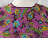 Size 6 Paisley 1960s Top - Violet Purple Sleeveless Shell - Small 60s Secretary Style Tailored Blouse - NOS Deadstock with Tags - Bust 34