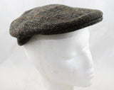 Men's Harris Tweed Newsboy Cap - British 1960s Street Style Gent's Hat - Gray Brown Green Wool - 50s 60s Rutland County Cap - 7 1/4 - 47964