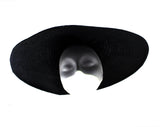 Black 1950s Wide Brim Saucer Hat - 40s 50s American Designer Keneth Hopkins - Gorgeous Diva Chic From Hollywood Estate - Straw & Velvet