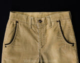 1970s Tan Corduroy Skinny Pants by Levi's - Boys 14 or Mens XS Light Brown Cotton Hippie Trousers - 70s Levis Denim Label - Waist 27
