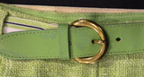 Size 4 Apple Green Skirt - 1960s Pistachio Faux Linen Tweed Office Skirt with Preppie Ribbon Belt - 60s NOS Deadstock with Tag - Waist 24.5