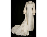 1960s Empire Satin Bridal Gown with Beautiful 4-Ft Detachable Train - Size 8 to 9 - 60s Wedding Dress - New With Tag - Bust 35 - 32784-1