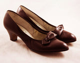 Size 7 Leather Shoes - Unworn High Quality Chocolate Brown Pumps by Enna Jettick - Sophisticated Secretary Chic 1960s Deadstock - 47659-1
