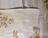 Botanical Print 1970s Fabric - 9 Yards x 37 Inches - White Cream Bronze Brown - For Drapes Pillows or Upholstery - Gold Stripe 70s Yardage