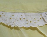 Size XL 1940s Yellow Rayon Bed Jacket with Eyelet Lace - Plus Size 40s Smock Shirt - Pajama Top - Short Sleeved Cottage Chic - Bust 46