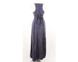 Size 8 Tweed Dress - 1970s Blue Flecked Jumper - Sleeveless Bodice - V Neck - Racer Back - Cute Fall Style - 70s Deadstock - 49723-1