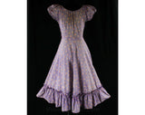 Size 8 Shabby Sweet 50s Lavender Sun Dress - Purple Fishnet & Pink Roses Print Cotton - Summer - Jerry Gilden - Rockabilly - 43487