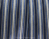 Rockabilly Men's Skinny Tie - Blue Striped Square End Necktie - 1950s 60s Denim Blue & White Woven Satin Pinstripes - Vertical Pin Stripes