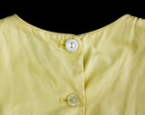 Size 5 Girl's 1950s Dress with Full Skirt - Childs Spring Summer Cotton Frock - Sleeveless 50s Taupe Yellow with White Flowers - Chest 24