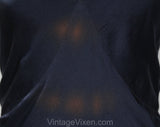 Size 8 1930s Dress - Sheer Navy Blue Voile with Scalloped Embroidery - Authentic 30s Frock & Original Slip - Plastic Bow Buttons - Bust 37