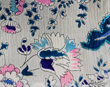 Size 6 1930s Evening Dress - Gorgeous 30s 40s Gray, Teal & Pink Floral Formal Gown with Beaded Swag Neckline - Bolero Style Strapless Silk