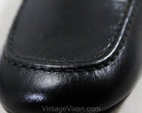 Size 9 Black Shoes - 1960s Authentic Vintage 9AA Pumps - Fine Leather Shoe with Brass Bits by Fashion Craft - Secretary Chic 60s Deadstock