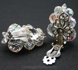 Beautiful Cut Crystal Earrings - Clear Glass 1950s Beads - Mint Condition - Exquisite - Clip On Earrings - Beaded Jewelry - 30897-1