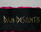 Pink Silk Beaded Full Skirt - Medium Large 1982 Designer Dan De Santis - Fuchsia Shantung - Retro Style Bejeweled Pockets - 1980s Deadstock