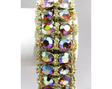 Fiery Orange Rhinestone Bracelet with Pastel Aurora Borealis Tints - Beautiful 1950s 60s Evening Jewelry - 1960s Formal Glamour - 50455