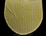 Embroidered Dining Tablecloth - Oval Shaped 59 x 128 Inches - Sheer Maize Yellow Nylon Organdy - 60s 70s Eyelet Style Embroidery - Scallops