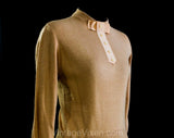 Medium 1950s Toffee Brown Sweater - Size 10 Secretary Style with Grosgrain Bow & 3/4 Length Sleeve - 50s Neutral Pullover Jumper - Bust 38
