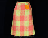 XXXS 60s Boucle Tweed Skirt - Melon Orange & Yellow Wool A-Line - 1960s Office Secretary - less than Size 000 - Waist 21 - NWT Deadstock