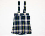 Girl's Size 10 Skirt - Highland Style Forest & Navy Tartan 50s Girl's Kilt Skirt with Fringe and Buckles - Wool with Shoulder Straps - 42027