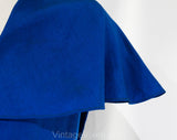 Small 1930s Jacket with Figural Birds Buckle - Authentic 30's Cobalt Blue Silk Wrap - Romantic Shawl Collar - Brocade Belt - Early Plastic