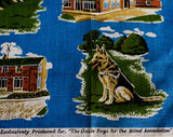 1950s Guide Dogs for the Blind Linen Hand Towel - 50s 60s Novelty Print - Training Puppies - German Shepherd - Leamington Bolton Exeter UK