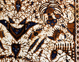 1960s Batik Cotton Print Fabric - Brown Black & White India Textile Panel - Rectangle Wall Hanging Border Print Cutter - Rorschach Ink Blot