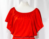 Size 8 Red Disco Dress - Sexy 1970s 80s Jersey Knit Goddess Cocktail - 70s Blouson Flirty Sleeveless Evening Glamor - Medium Size - Bust 36