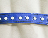 New Wave Electric Blue Studded Belt - Size 10 to 12 - Retro Disco 70s 80s Punk Skinny Belt - Waist 29 to 30 - NWT 1980s Deadstock - 48987