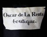Size 10 Designer Cocktail Dress - 1960s Black Velvet Flapper Chic with Pink Silk Sash - Medium Long Sleeved - Oscar de la Renta - Bust 38