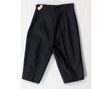 Size 0 Denim Short Pants - XXS 1950s Bermuda Length Clam Diggers - 50s 60s Dark Blue Stretch Cotton - Pin Up Girl NWT Deadstock - Waist 23